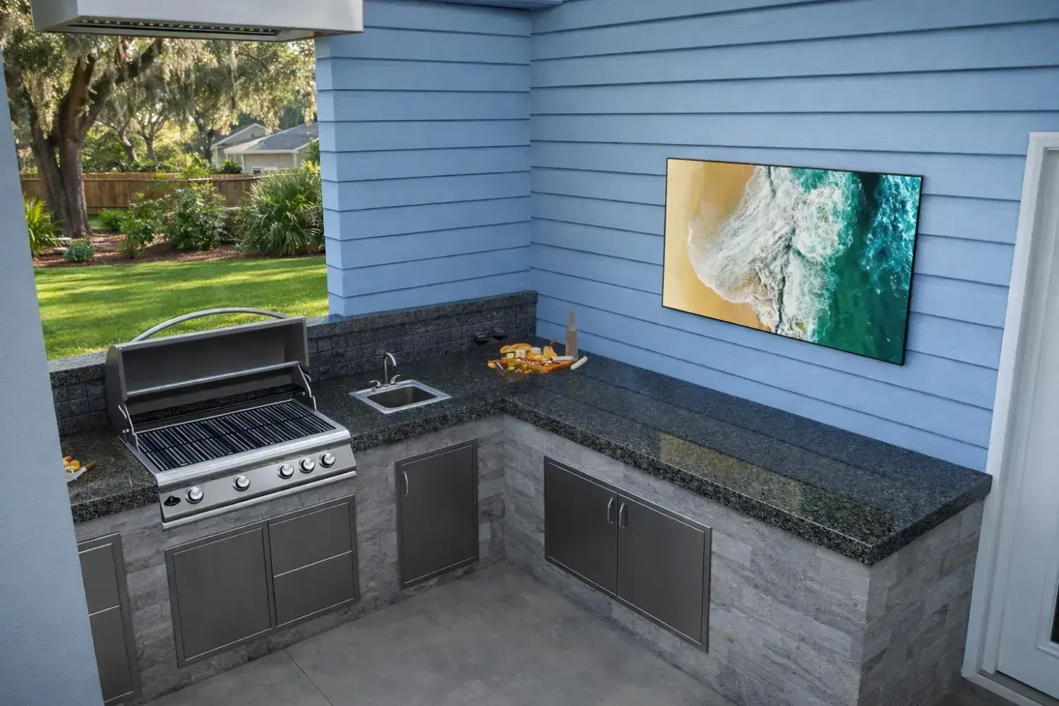 Outdoor kitchen and bar design by Serene Spaces Studio