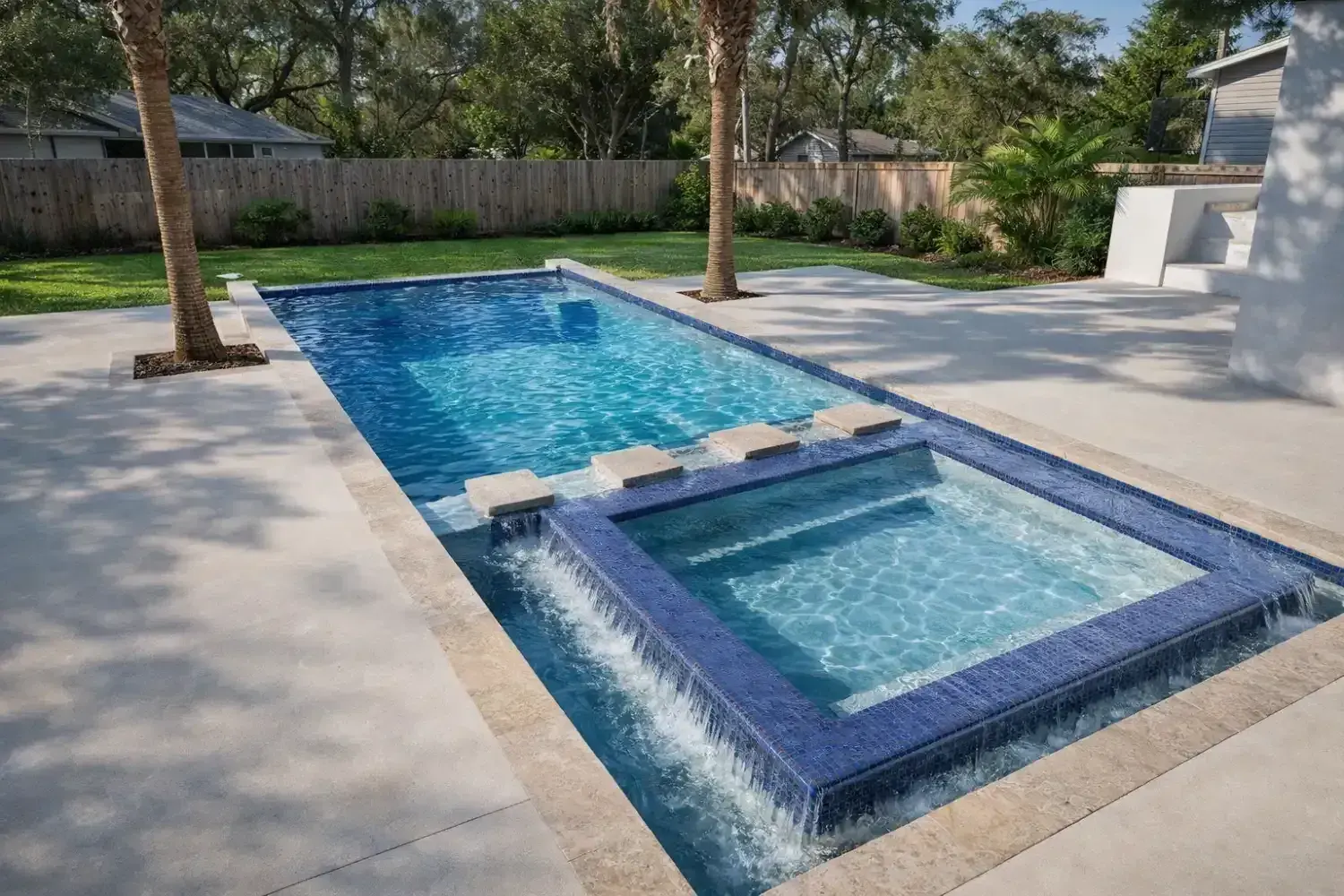 Custom pool and spa design by Serene Spaces Studio