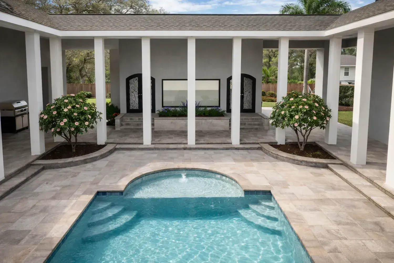 Custom pool and spa design by Serene Spaces Studio